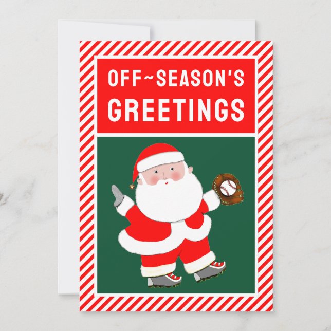 Funny Baseball Christmas Holiday Card (Front)