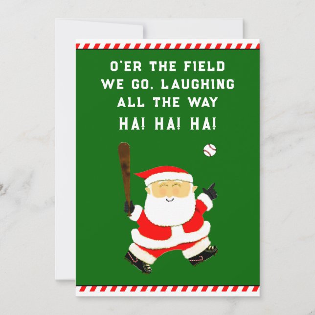 Funny Baseball Christmas Holiday Card (Front)