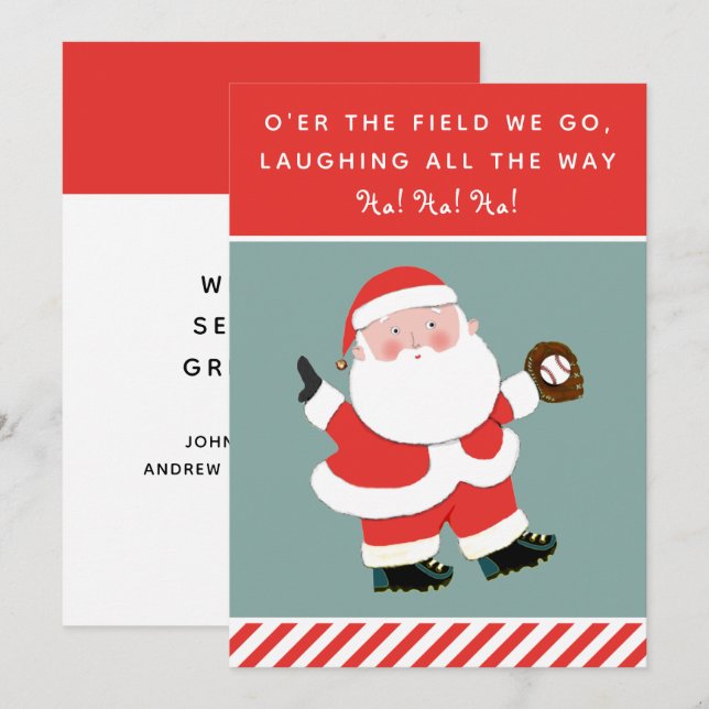 Funny Baseball Christmas Holiday Cards (Front/Back)