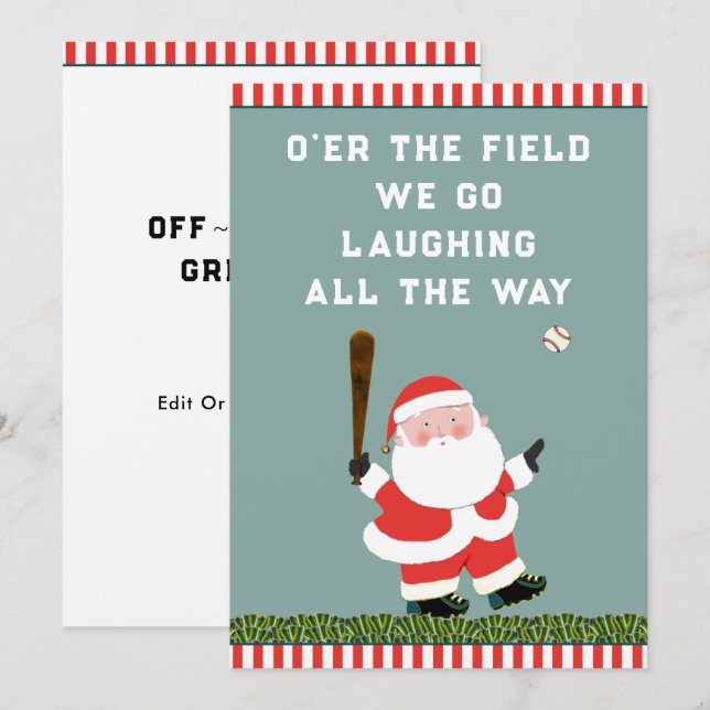 Funny Baseball Christmas Holiday Cards (Front/Back)