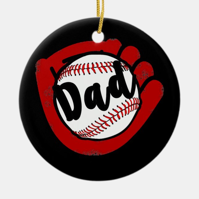 Funny Baseball Dad For Baseball Softball Mom  Ceramic Tree Decoration (Front)