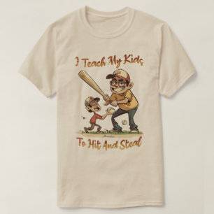 Funny Baseball Dad Graphic Tee - Hit and Steal