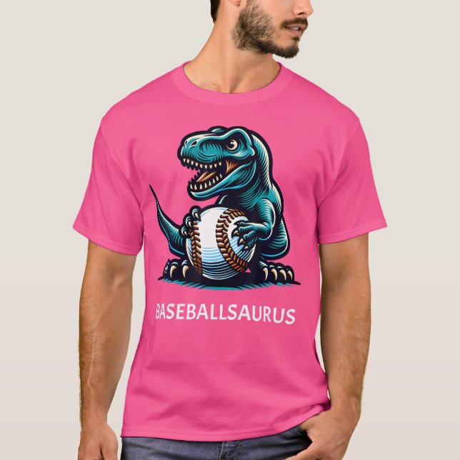 Funny Baseball Dinosaur Baseballsaurus T-Rex Baseb T-Shirt (Front)