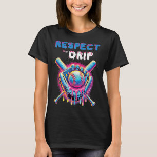 Funny Baseball Drip Ice Cream Dripping Respect The T-Shirt