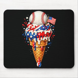 Funny Baseball Ice Cream Patriotic USA Summer Mouse Mat