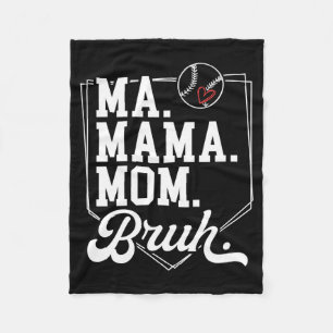 Funny Baseball Mom Bruh With Team Name And Number Fleece Blanket