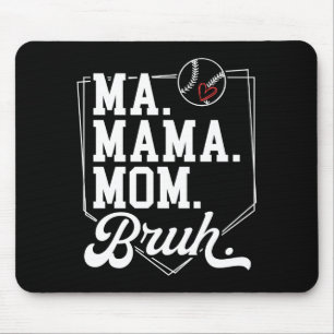 Funny Baseball Mom Bruh With Team Name And Number Mouse Mat