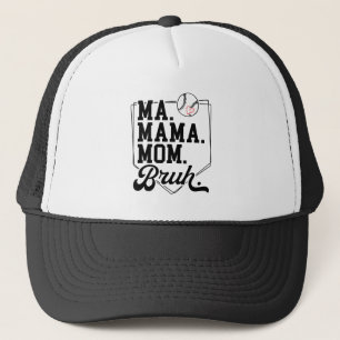 Funny Baseball Mum Bruh with Team Name and Number Trucker Hat