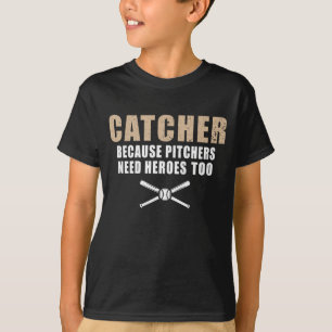 Funny Baseball Player Kids Softball Catcher T-Shirt