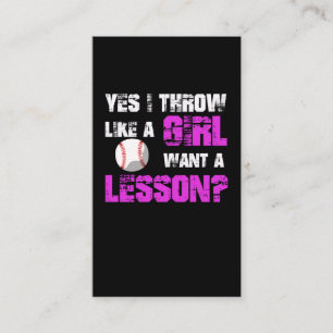 Funny Baseball Player Softball Playing Girl Pitche Business Card