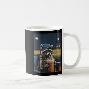 Funny Baseball Racoon Drinking Ice Coffee Live Mug