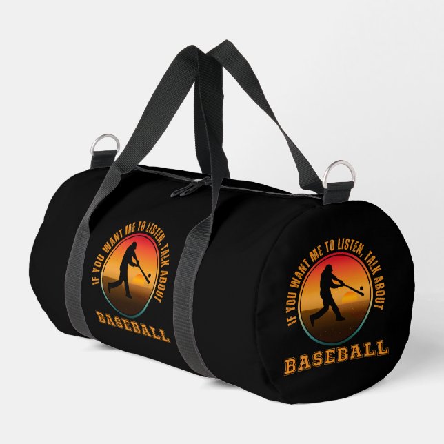 Funny Baseball Saying Vintage Silhouette Player Duffle Bag (Left Corner)