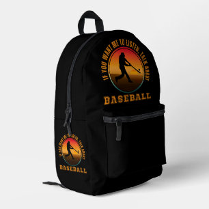 Funny Baseball Saying Vintage Silhouette Player Printed Backpack