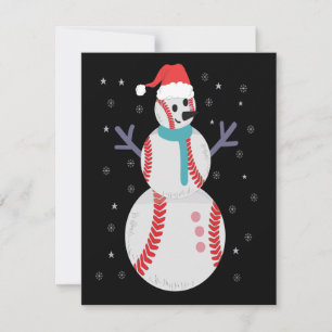 Funny Baseball Snowman Christmas New Year Gift Card