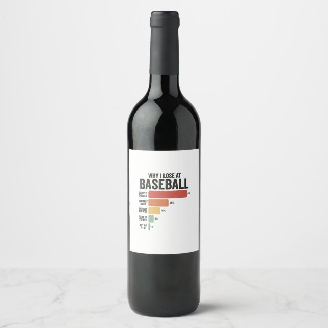 Funny Baseball Sport Why I Lose At Baseball Retro  Wine Label (Front)