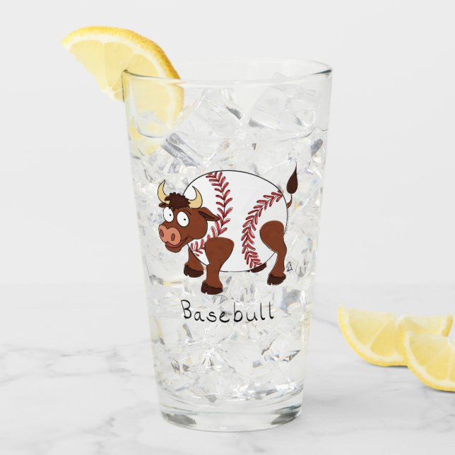 Funny Baseball sports Kids Cartoon Animal Glass (Front Ice)