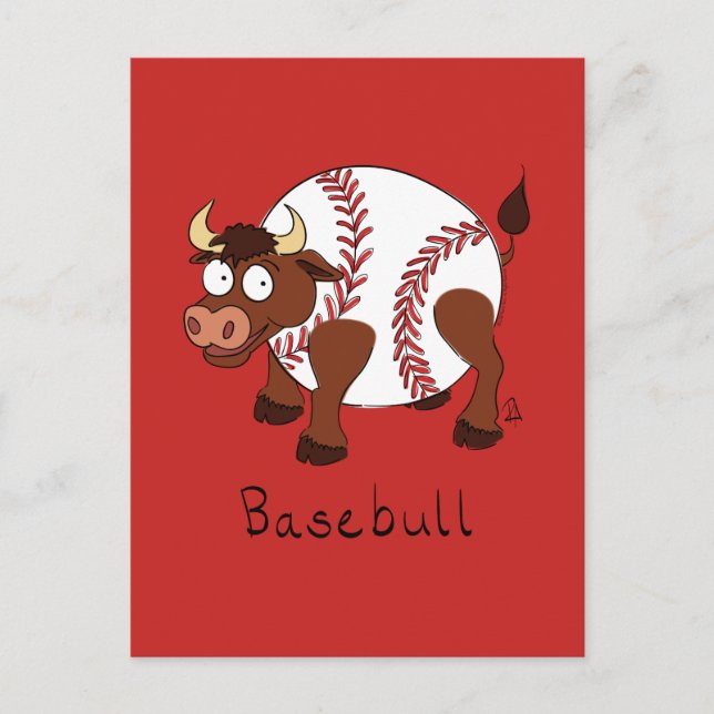 Funny Baseball sports Kids Cartoon Animal Postcard (Front)