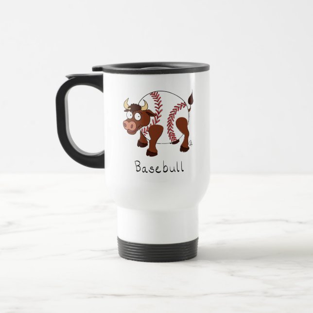 Funny Baseball sports Kids Cartoon Animal Travel Mug (Left)