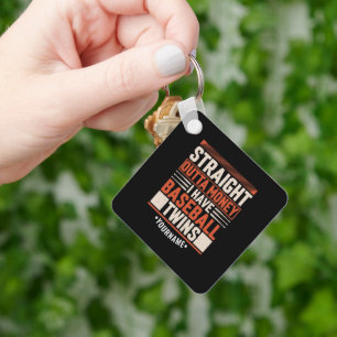 Funny Baseball Twin Parent Gift Key Ring