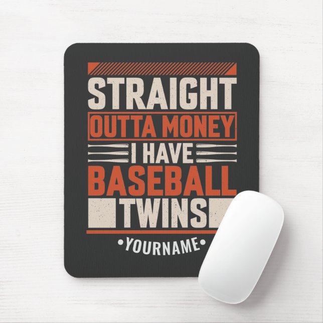 Funny Baseball Twin Parent Gift Mouse Mat (With Mouse)