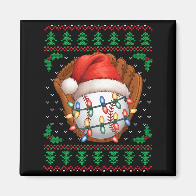 Funny Baseball Xmas Boys Men Women Kids Ugly Chris Magnet (Front)