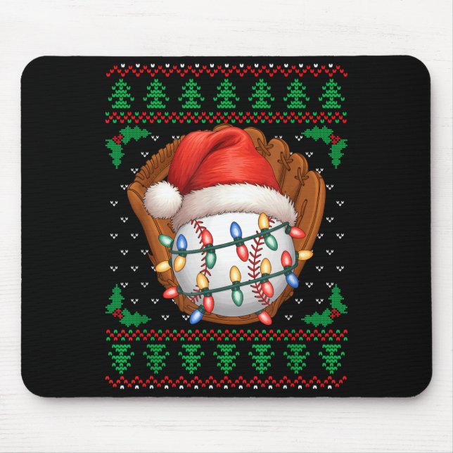 Funny Baseball Xmas Boys Men Women Kids Ugly Chris Mouse Mat (Front)