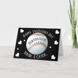Funny Baseball You're A Catch Valentines Holiday Card