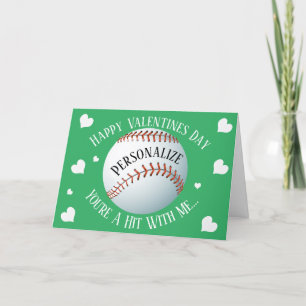 Funny Baseball You're A Hit Valentines Holiday Card