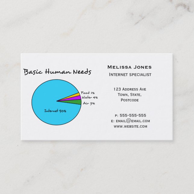 Funny Basic Human Needs for computer enthusiasts Business Card (Front)