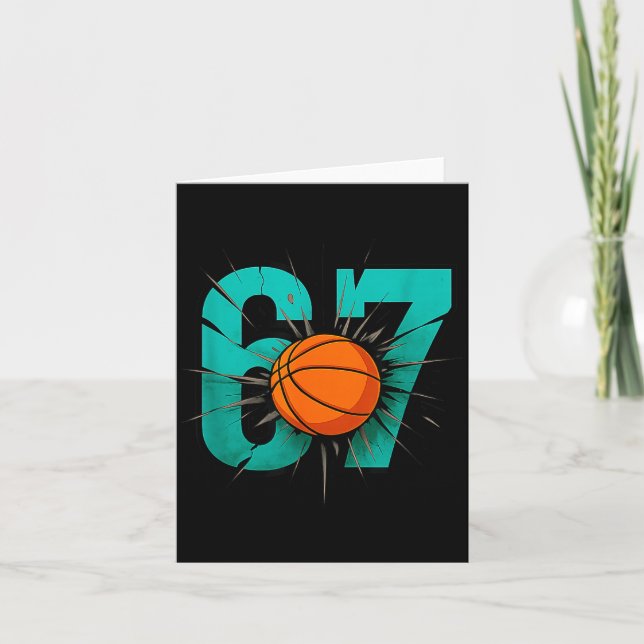 Funny Basketball 67 Six Seven 6 7 Outfits For Boys Card (Front)