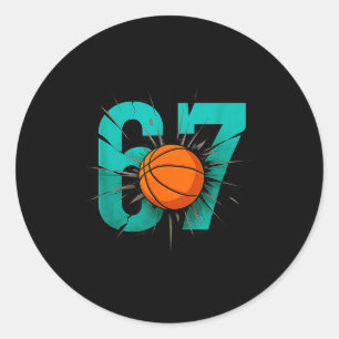 Funny Basketball 67 Six Seven 6 7 Outfits For Boys Classic Round Sticker