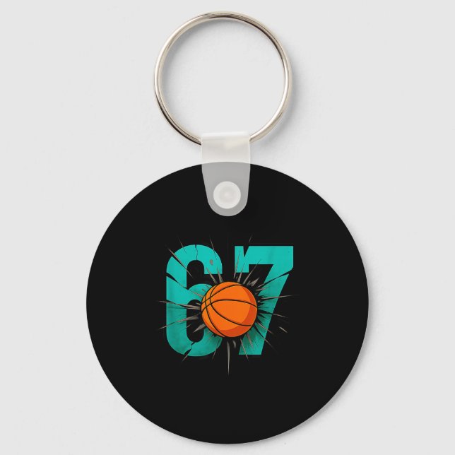 Funny Basketball 67 Six Seven 6 7 Outfits For Boys Key Ring (Front)