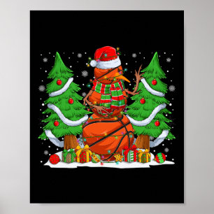 Funny Basketball Balls Snowman Christmas Tree Ligh Poster
