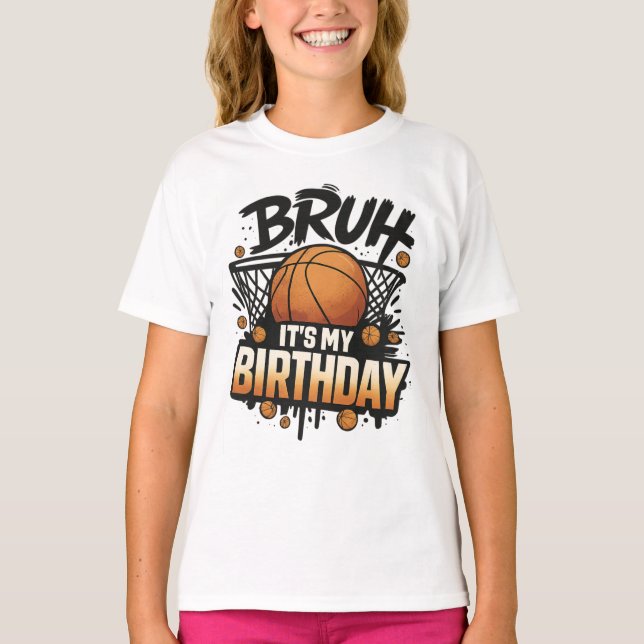Funny Basketball Birthday T-Shirt Design for kids (Front)
