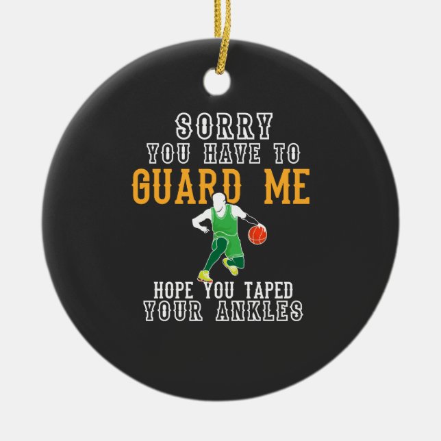 Funny Basketball Ceramic Tree Decoration (Front)