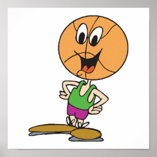 funny basketball character poster
