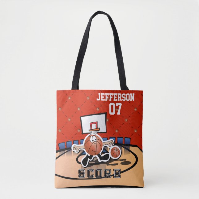 Funny Basketball Character Tote Bag (Front)