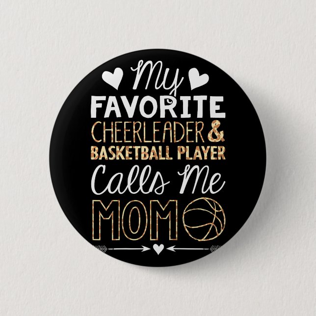 Funny Basketball Cheer Fan Leopard Mum 6 Cm Round Badge (Front)