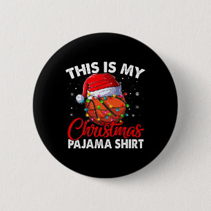 Funny Basketball Christmas Lights Santa Hat Xmas P 6 Cm Round Badge