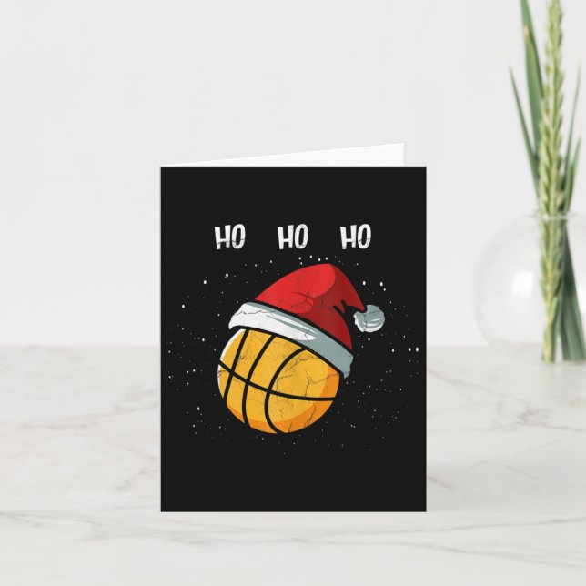 Funny Basketball Christmas Santa Hat Basketball Pl Card (Front)