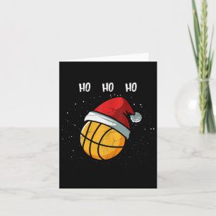 Funny Basketball Christmas Santa Hat Basketball Pl Card