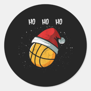 Funny Basketball Christmas Santa Hat Basketball Pl Classic Round Sticker