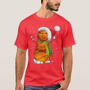 Funny Basketball Christmas Sport Snowman Holidays T-Shirt
