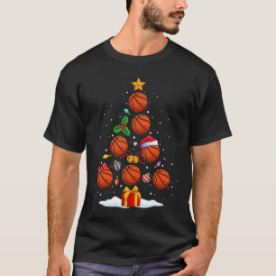 Funny Basketball Christmas Tree Lights Xmas For Me T-Shirt