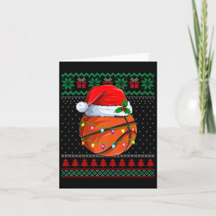 Funny Basketball Christmas Ugly Sweater Santa Hat Card