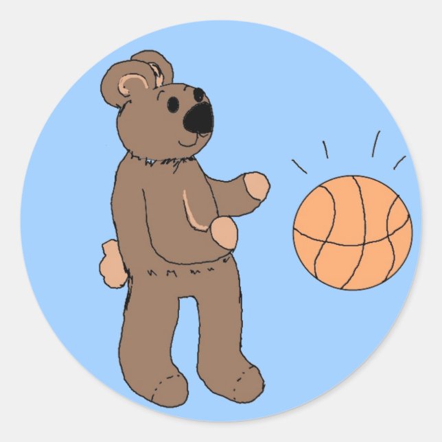 Funny Basketball Design Classic Round Sticker (Front)