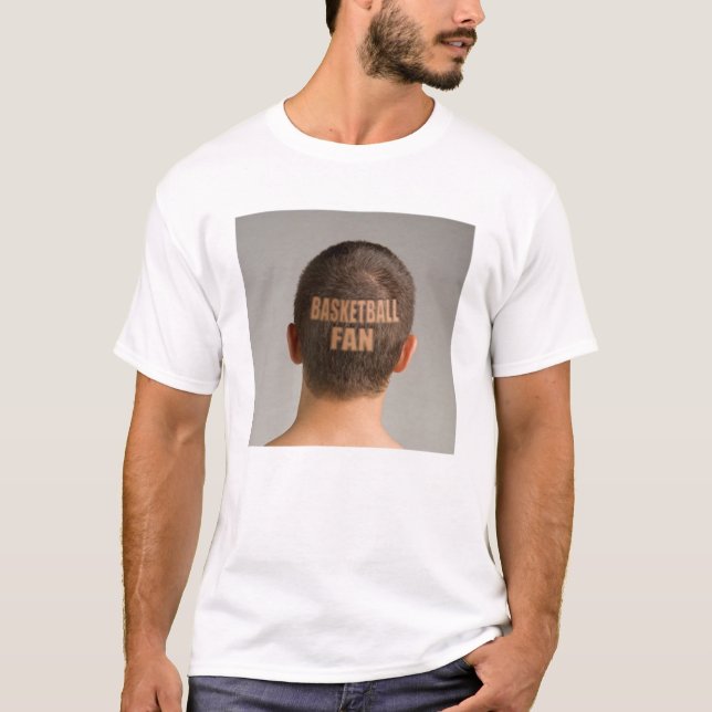 Funny Basketball Fan T-Shirt Haircut Shaved Head (Front)