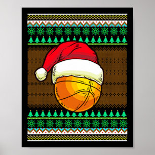 Funny Basketball For Men Boys Design Ugly Christma Poster