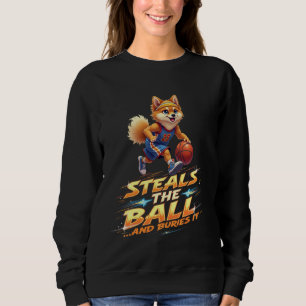 Funny Basketball Gift for Pomeranian Spitz Dog Lov Sweatshirt