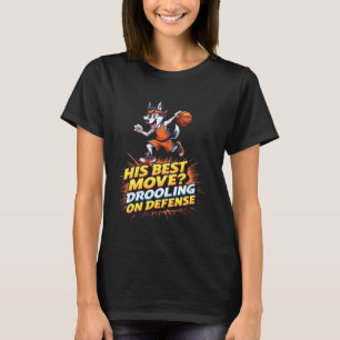 Funny Basketball Gift for Siberian Husky Dog Lover T-Shirt